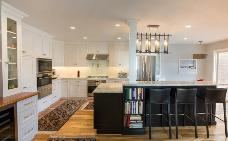 Living Room/Kitchen with Custom Kitchen Cabinets