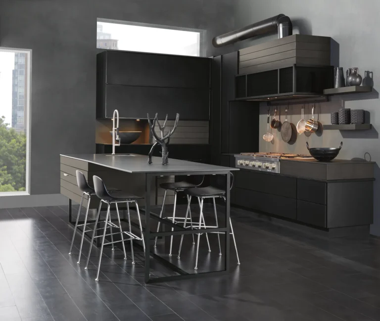 Sleek black custom cabinets
